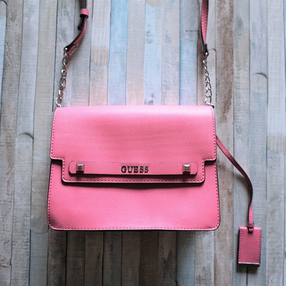 Guess Handbags - GUESS Neon Pink Structured Crossbody Shoulder Bag